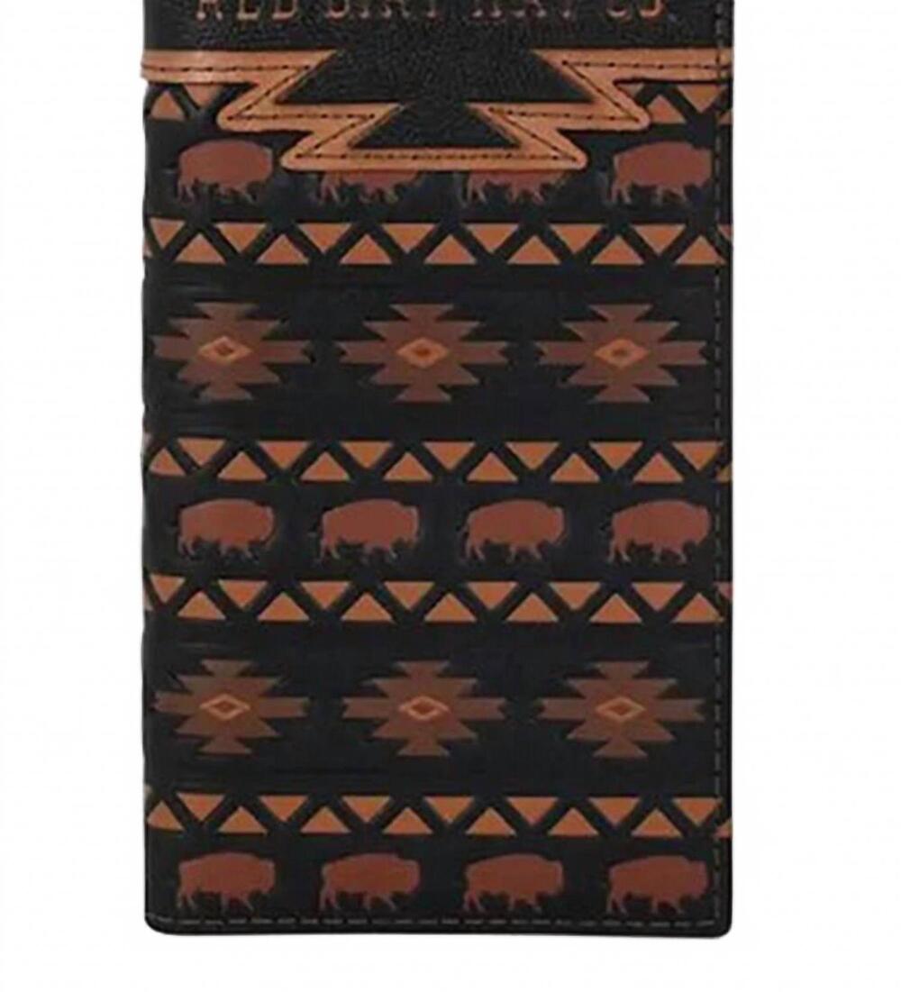 NEW RED DIRT HAT COMPANY men's genuine leather aztec rodeo wallet in black/brown